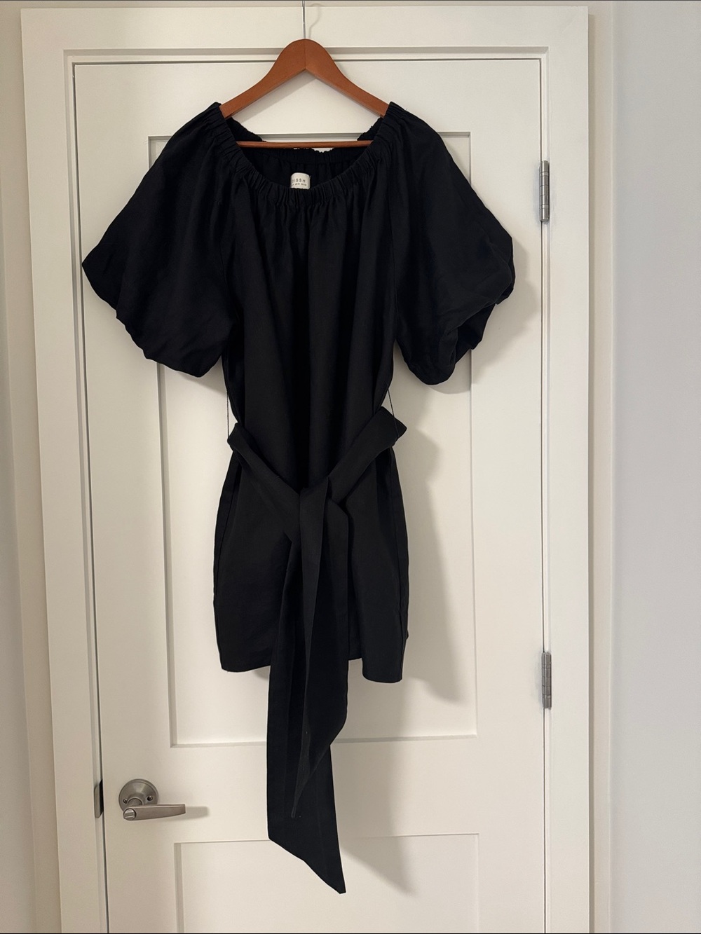 DISSH Black Off-Shoulder Belted Dress